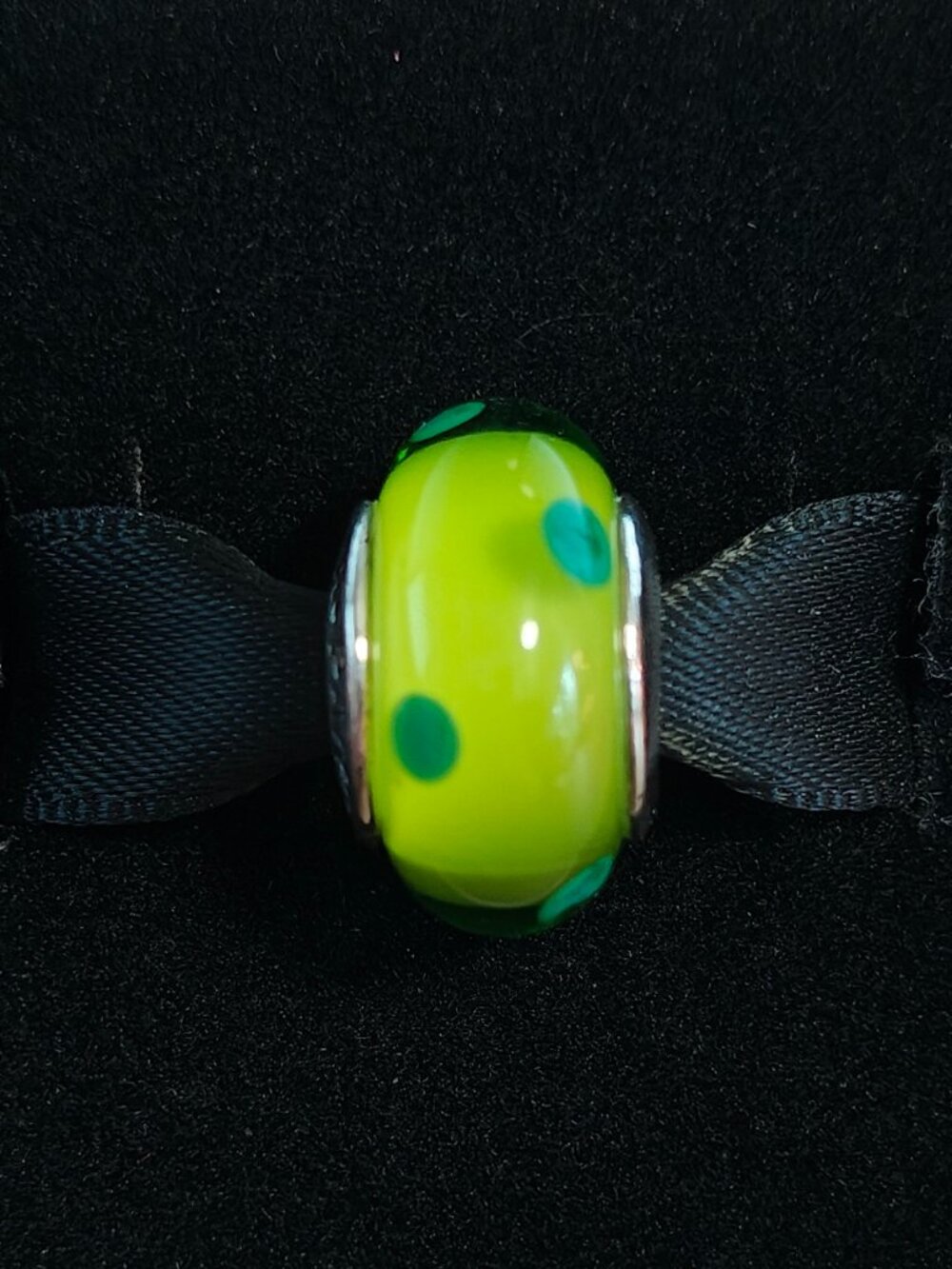 Authentic Pandora Green Polka Dots Charm – 790613 Retired Murano - Picture 3 of 7